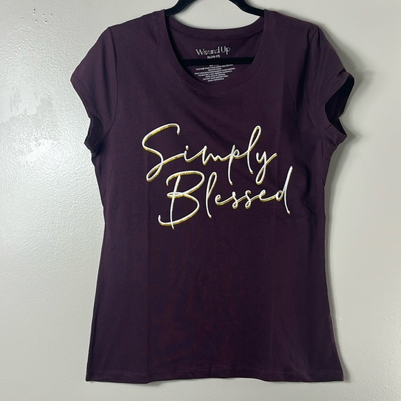 Wound Up Simply Blessed purple top short sleeve women’s size XL - Picture 1 of 6
